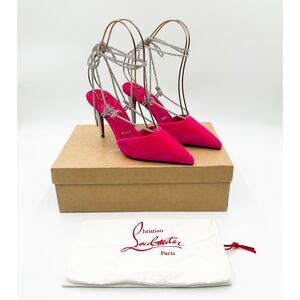 Christian Louboutin Heels Astrid Lace Strass 85 Pink Velvet Embellished Pumps